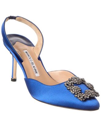 Manolo Blahnik Hangisli 90 Satin Slingback Pump