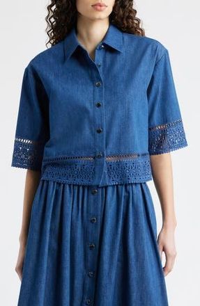 Elie Tahari The Laylee Denim Shirt in Dark Denim at Nordstrom Rack, Size Large