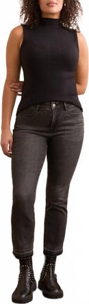 Tribal Sophia Curvy Micro Flare Crop Jeans In Blackmist