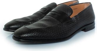 HUGO BOSS Pre-owned Mens Lisbon woven leather loafers - Black - Size EU 43.5