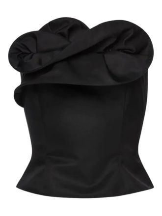 Magda Butrym ruffled corset top - women - Wool/Silk/Silk - 40 - Black