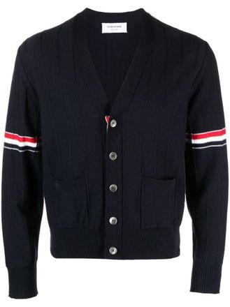 Thom Browne Navy Blue Stripes Cardigans