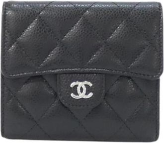 Chanel Pre-owned Wallets, female, Black, Size: ONE SIZE Pre-owned Vintage Tri-fold Wallet