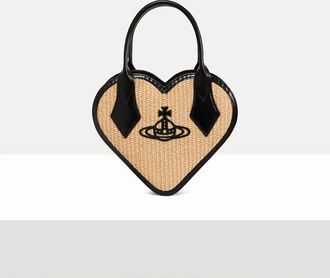 Vivienne Westwood Josephine Heart Crossbody Raffia-effect Natural