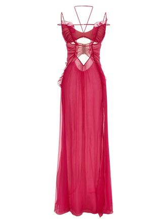 Nensi Dojaka Frilled Gown With Cutouts Dress