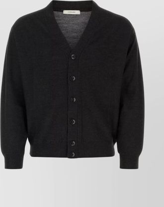 Christophe Lemaire charcoal wool blend v-neck cardigan