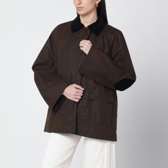 Toteme Brown waxed cotton country jacket