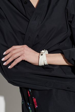 Balenciaga Leather Bracelet, Womens, White