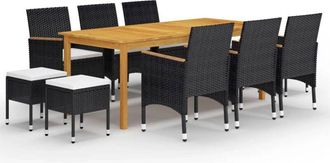 vidaXL Juego De Comedor De Jard&iacute;n De 11 Piezas Negro Vidaxl
