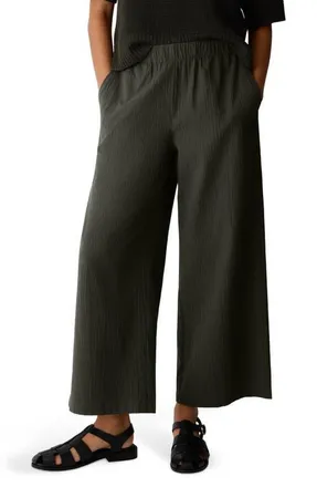 Eileen Fisher Ankle Wide Leg Pants in Seaweed at Nordstrom, Size Xx-Small