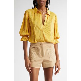 Ramy Brook Dina Pleated Bodysuit in Daisy Yellow Pleated at Nordstrom Rack, Size Xx-Large