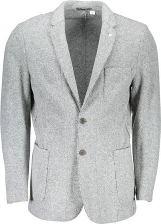 GANT Klassieke Grijze Polyesterjas met Zakken - Heren - Blazers - Grijs - M - Polyester - Jassen