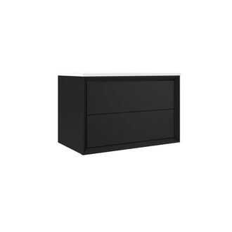 Saniclass Prime Core Wastafelonderkast - 80x55x45cm - 2 lades - push to open - MDF - mat zwart