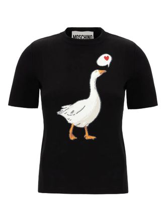 Moschino Katoenen trui met korte mouwen en patroon - Zwart