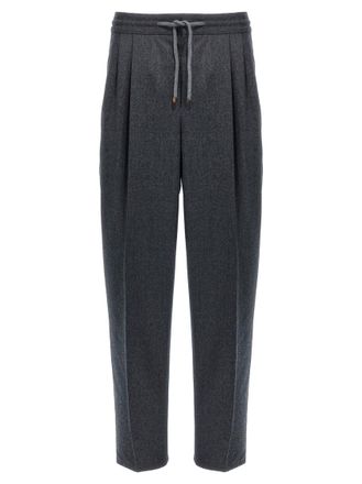 Brunello Cucinelli Grey Front Pleat Trouser