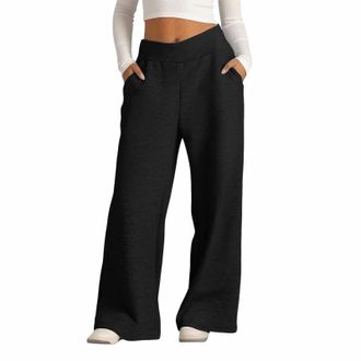 Generic Girls Wide Leg Joggers Kids Tracksuit Bottoms Elastic High Waist Straight Leg Baggy School Trousers Solid Color Oversized Sweatpants with Drawstring C