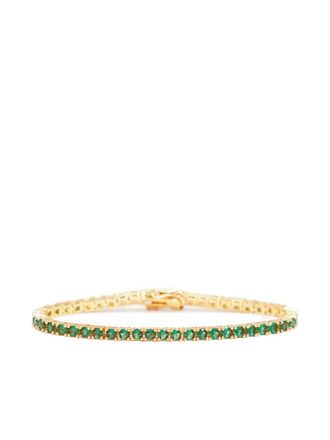 Izabel Display emerald tennis bracelet - women - 18K Gold-Plated Recycled Brass/Zirconia - 17 - Green