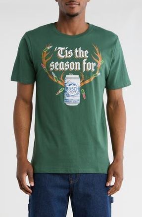 Goodie Two Sleeves Busch Tis The Season Graphic T-Shirt in Heather Irish Green at Nordstrom Rack, Size Xx-Large