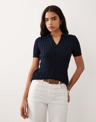 Ralph Lauren Polo in maglia sottile blu navy