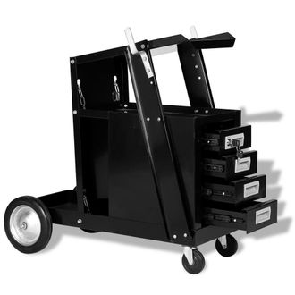 Berkfield Home Welding Cart with 4 Drawers Black