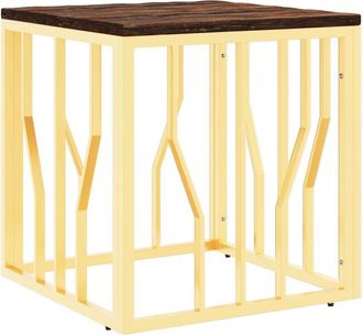 vidaXL Coffee Table Gold Stainless Steel and Solid Wood Reclaimed Vidaxl