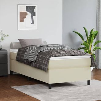 vidaXL Estructura De Cama Sin Colch&oacute;n Cuero Sint&eacute;tico Crema 90x190 Cm Vidaxl
