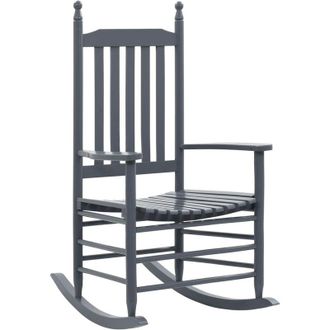 vidaXL Mecedora Con Asiento Curvo Madera De &Aacute;lamo Gris Vidaxl