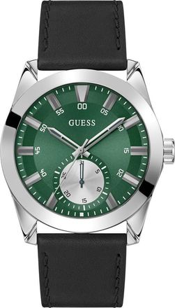 Guess Grayson Leather Strap Watch, 44mm in Black at Nordstrom