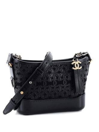 Chanel Gabrielle Hobo with Logo Handle Laser Cut Calfskin and Wool Felt Small crossbody bag - Nero