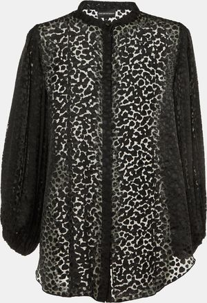 Emporio Armani Black Devore Pleated Sleeve Top
