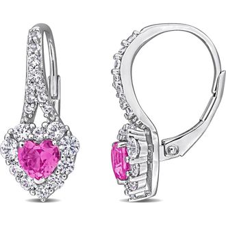 Delmar Lab Created Pink Sapphire & Lab Created White Sapphire Drop Earrings at Nordstrom Rack