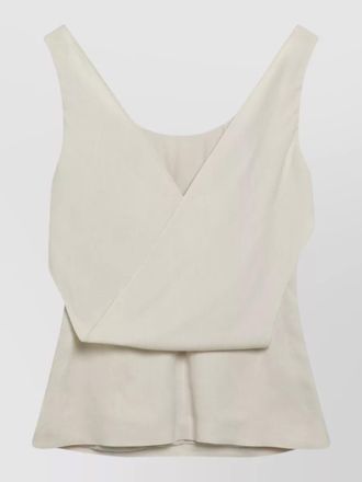 Brunello Cucinelli sleeveless v neck viscose linen top