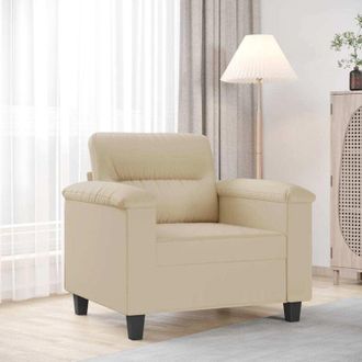 vidaXL Sill&oacute;n De Tela De Microfibra Color Crema 60 Cm Vidaxl