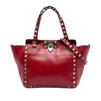 Valentino Pre-owned Handbags, female, Red, Size: ONE SIZE Pre-owned Studded Leather Satchel