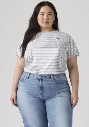 Levi's Plus T-Shirt LEVIS PLUS PL THE PERFECT, Damen, Gr. XXXL (54/56), light blau stripe chambra, Single Jersey, Obermaterial: 100% Baumwolle, gestreift, figurum