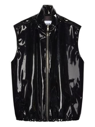 Msgm zip-fastening gilet - women - Polyurethane - 38 - Black
