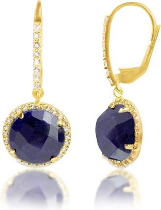 MAX + STONE 18k Gold Over Sterling Silver 6.5 Ct. Round Gemstone Dangle Earrings