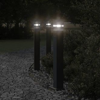 Berkfield Home Outdoor Floor Lamps with Outlet 3pcs Black 80 cm Aluminium