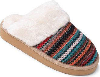 Minnetonka Cerise Faux Fur Slipper in Multi Sunset Stripe at Nordstrom, Size 10