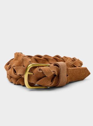 Simons Womens D-buckle braided textured suede belt