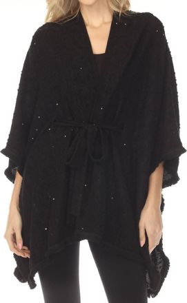 Joseph Ribkoff Sequined Boucl&eacute; Belted Cover Up Top In Black