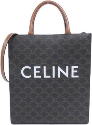 Celine Pre-owned Tote Bags, female, Brown, Size: ONE SIZE Pre-owned Small Vertical Cabas Trionfecanvas Tote Bag