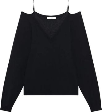 Iro Aubepine Sweater - Dames - V-hals truien - Zwart - XS - Katoen - Truien & Vesten