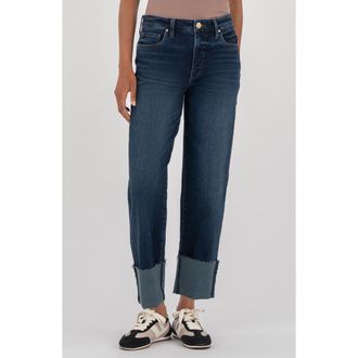 Kut from the Kloth Fay Raw Hem High Waist Straight Leg Jeans in Unequalled at Nordstrom Rack, Size 10