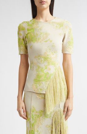 Erdem French Fray Short Sleeve Knit Top in Chartreuse at Nordstrom, Size Medium
