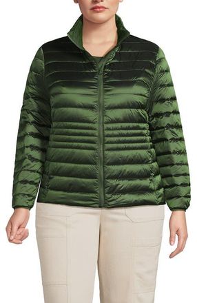 Lands End Wanderweight Ultralight Packable Down Jacket in Estate Green Shine at Nordstrom, Size 3X