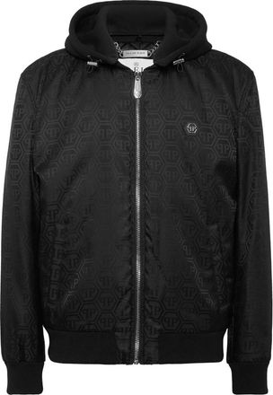 Philipp Plein Logo-pattern Hooded Bomber Jacket