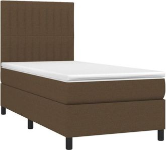 vidaXL Vidaxl - Cama Box Spring Colch&oacute;n Y Luces Led Tela Marr&oacute;n Oscuro 80x200cm