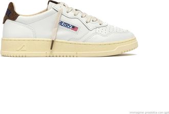 Autry Medalist Low White Leather & Chocolate Chip Suede Sneakers Aulm Hj03