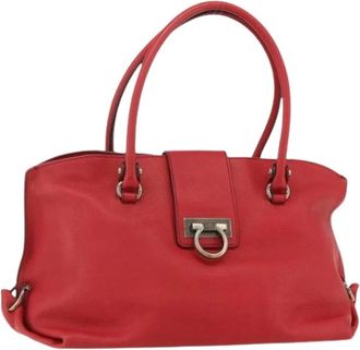 Ferragamo Pre-owned Handbags, female, Red, Size: ONE SIZE Pre-owned Leather Handbag